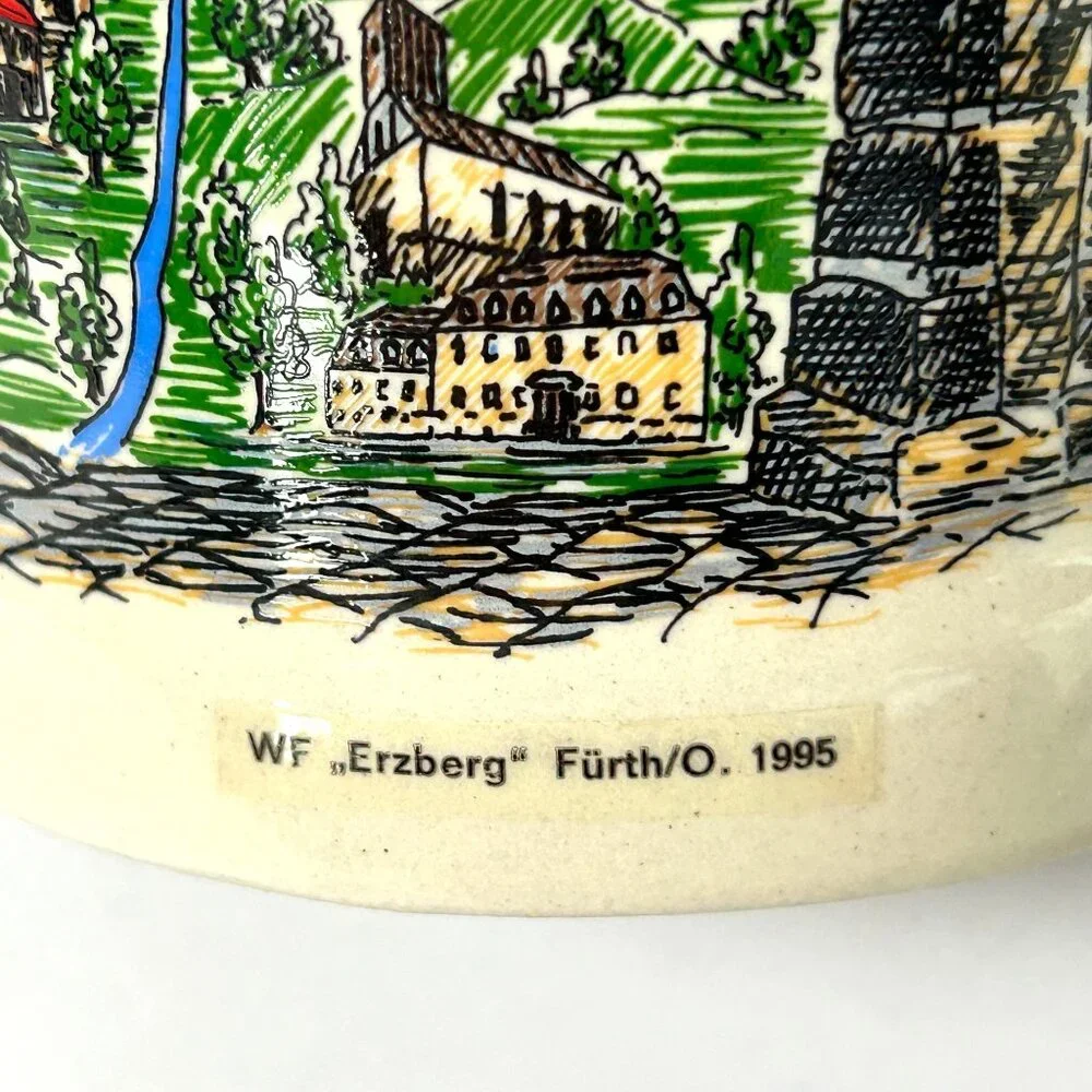1200 Jahre Weschnitztal Beer Stein‎ with Lid Erzberg Furth Germany Rimbach Crest